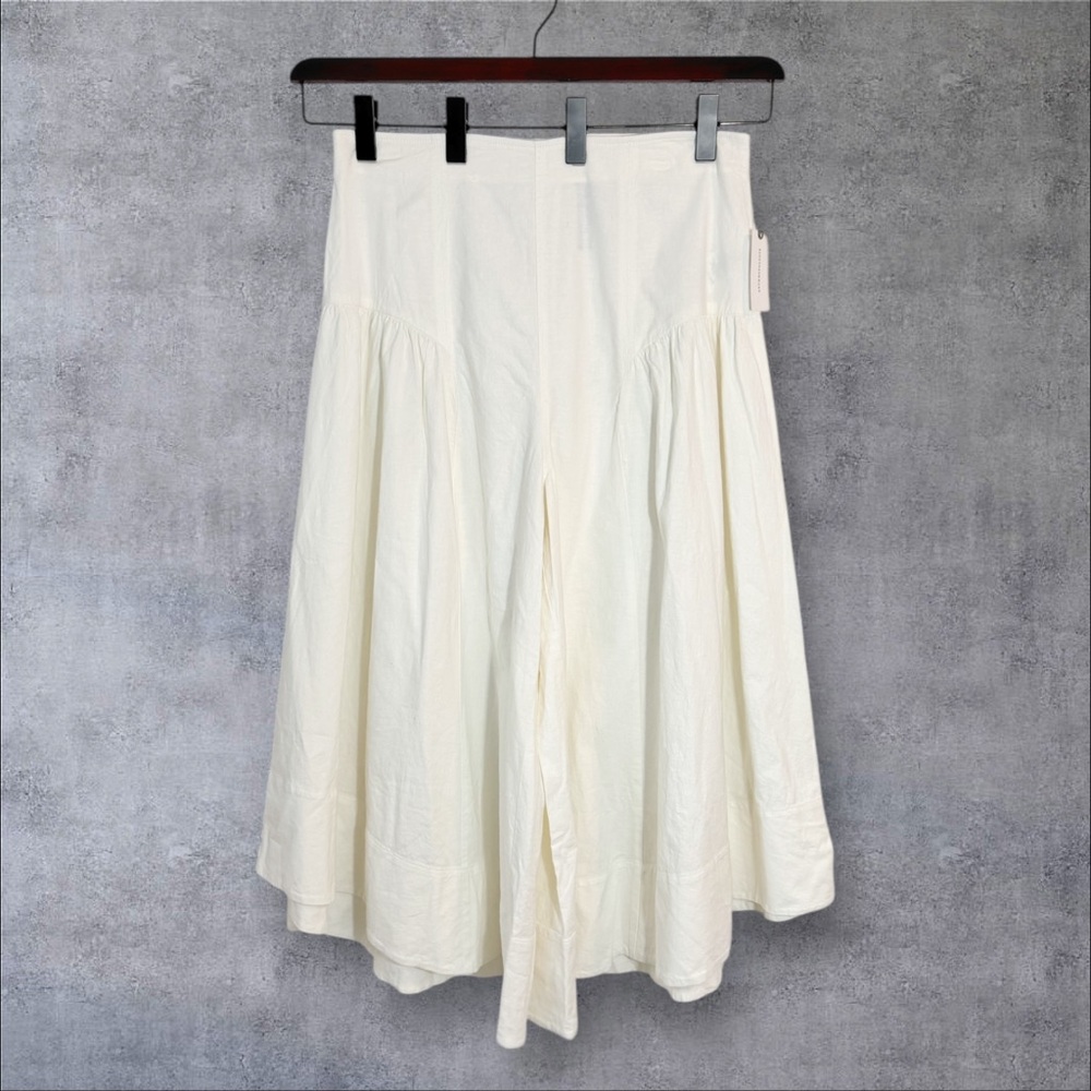 Anthropologie Linen White Extended Waist Gaucho Pants 12 NWT - Picture 6 of 13